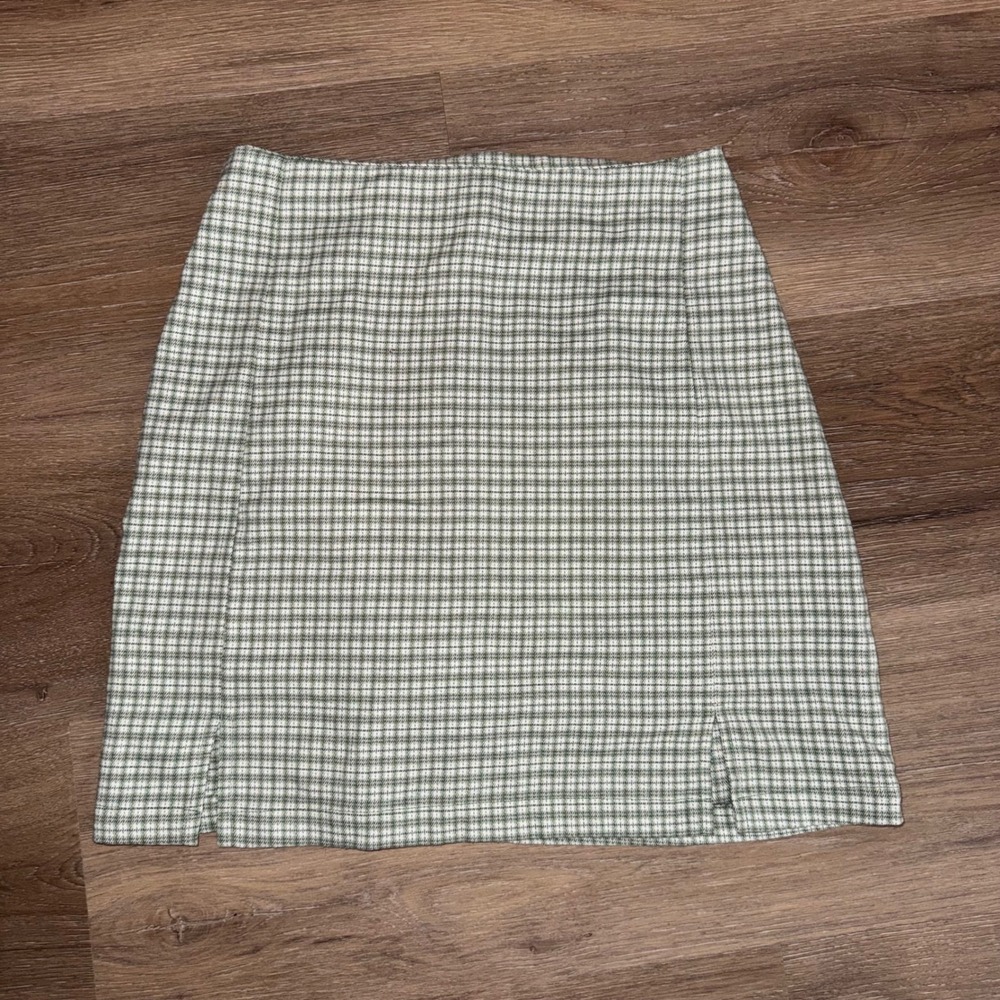 Brandy Melville California Green Plaid Mini Skirt Y2K Preppy Stretch Women's